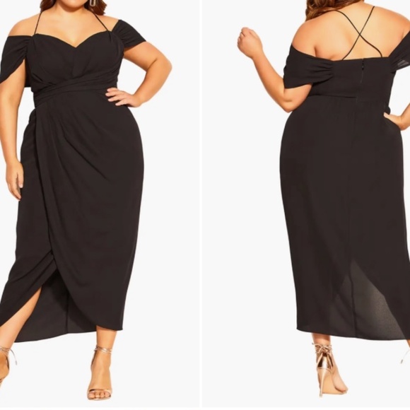 CITY CHIC Woman Cold Shoulder Dress Navy Blue Plus Size: XS/14 - Picture 1 of 6